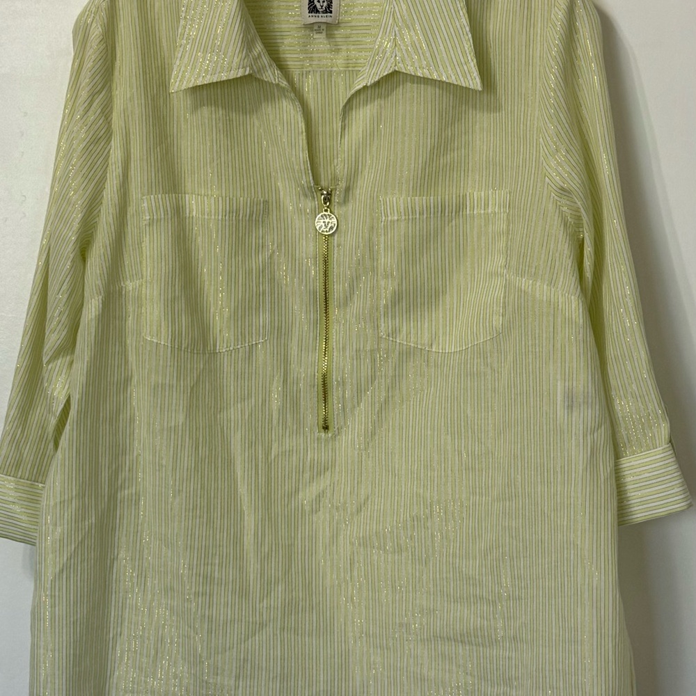 Anne Klein Yellow Striped Blouse NWOT